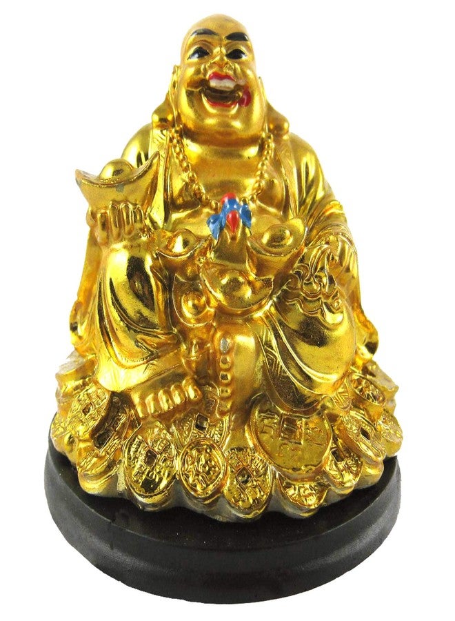 eshoppee Laughing Buddha Budha for Money and Wealth for Good Luck Laughing Buddha with Wealth Ingot and Coins - Image 1